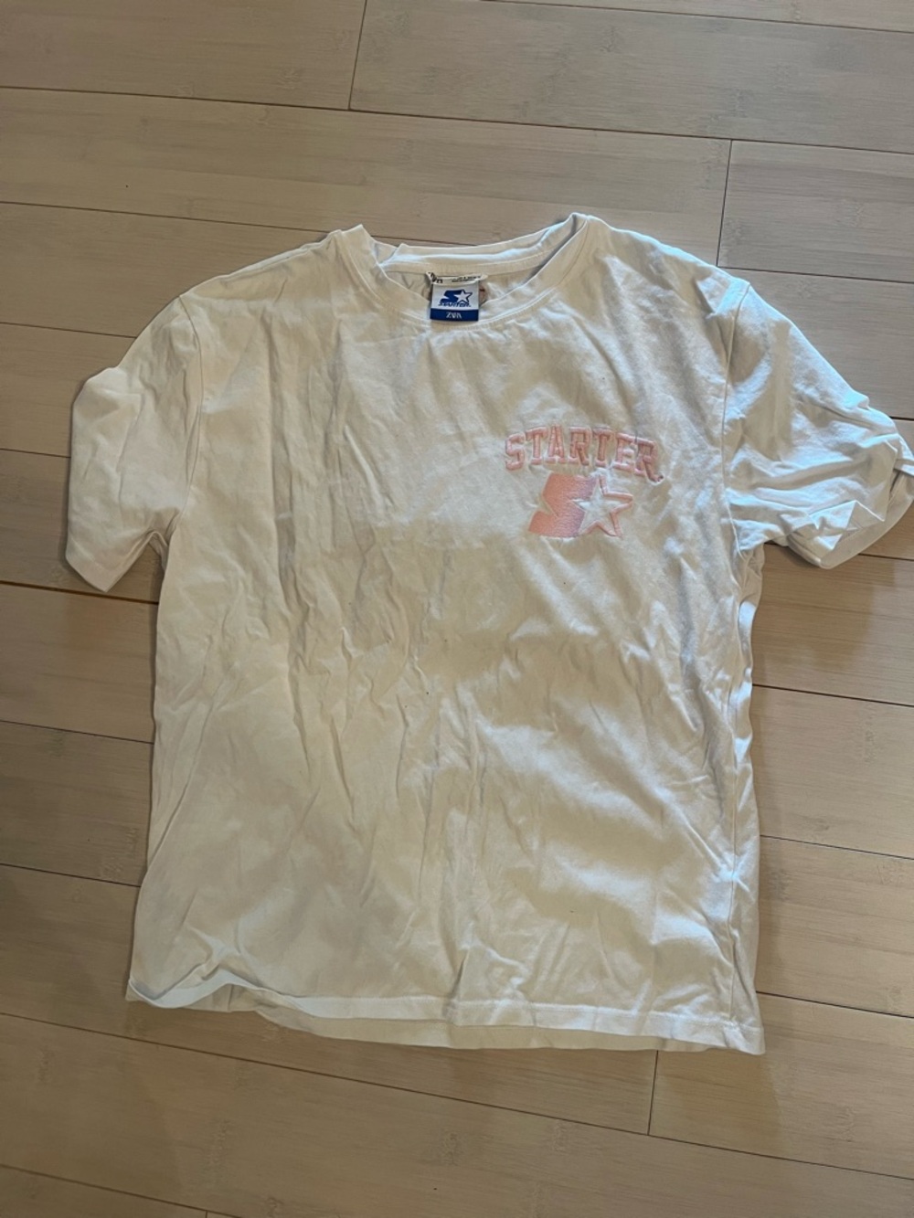 STARTER White Tee with Pale Pink Logo